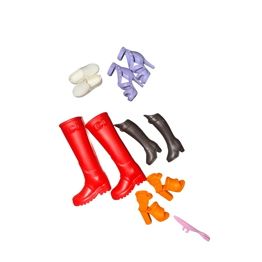 Barbie Doll Shoes Lot 5 Pairs Boots Heels Flats Replacement Mattel Mixed